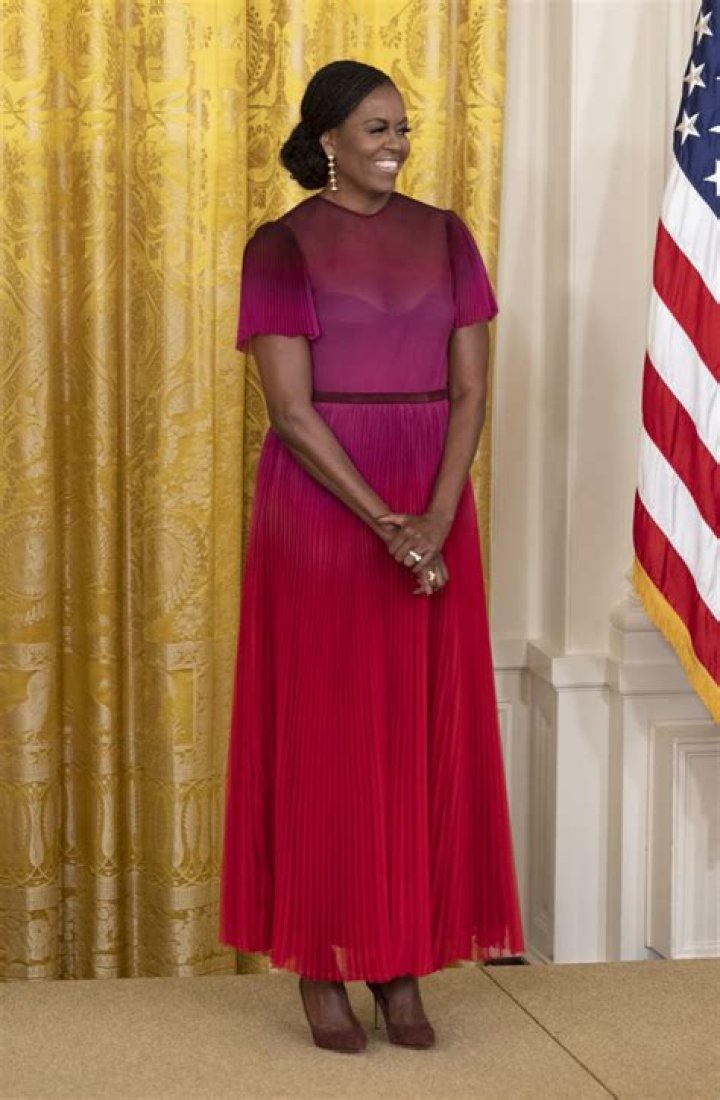 Michelle Obama Shows Off Toned Arms in Sleeveless Dress At National Portrait Gallery Event